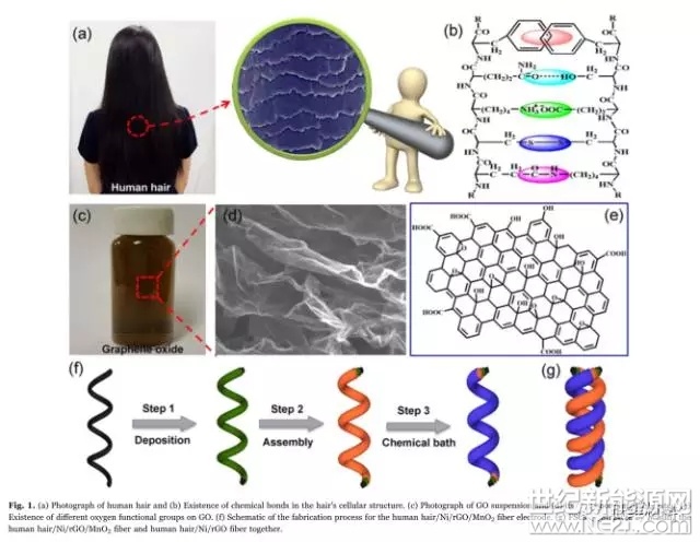 头发+石墨烯=高倍率纤维状柔性超级电容器_储