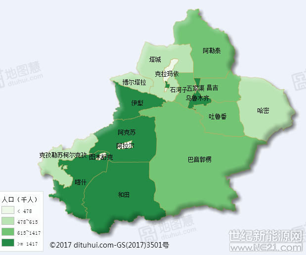 新疆人口地图