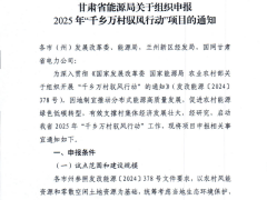 甘肃启动2025年“驭风”项目申报：每村不超20MW，鼓励项目按需配储
