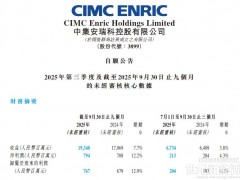 中集安瑞科2025年前三季度归母净利人民币7.7亿元，绿色甲醇工厂第四季度投产