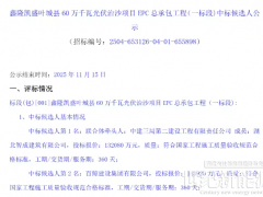 延期后开标,600MW光伏治沙项目EPC一标段中标候选人公示
