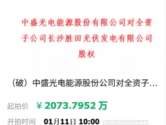 2073.7952万元起拍!一光伏企业股权第三次被拍卖