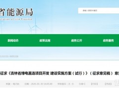 吉林绿电直连方案：四类负荷适用，鼓励同一投资主体统筹开发（征求意见）