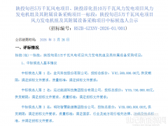 150MW风机采购中标候选人公示