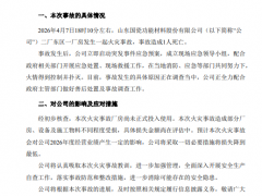 某光伏材料企业一处厂房发生火灾，致一人遇难